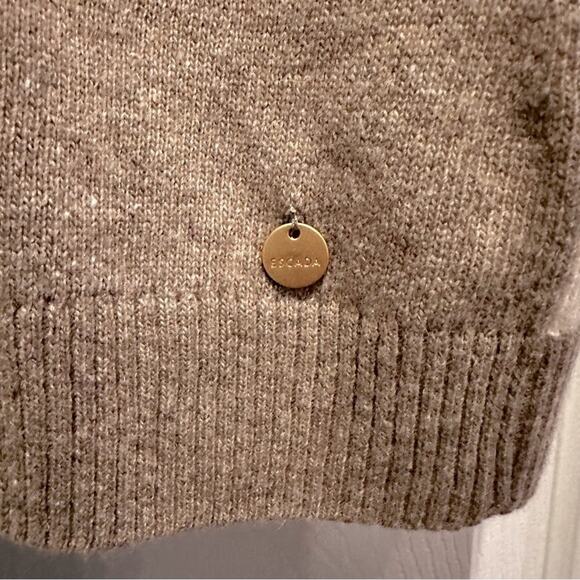 Escada Wool Blend Taupe Cream Sleeveless Sweater Vest XL Designer NWT Neutral - Picture 12 of 16